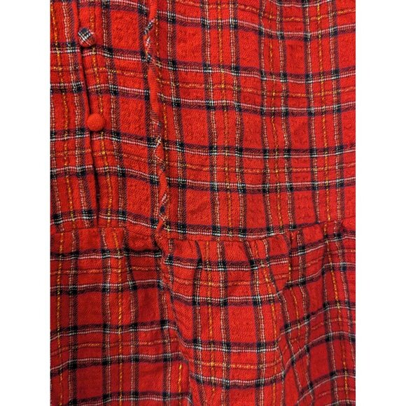 Holiday Red Tartan Button-Front Blouse By Loft Long-Sleeve - Picture 2 of 7